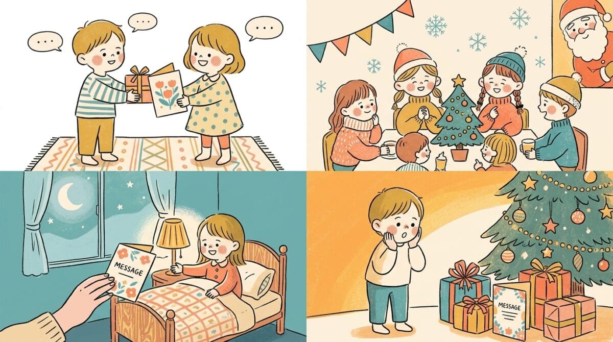 プレゼント交換やパーティーなどシーン別クリスマスメッセージの使用例